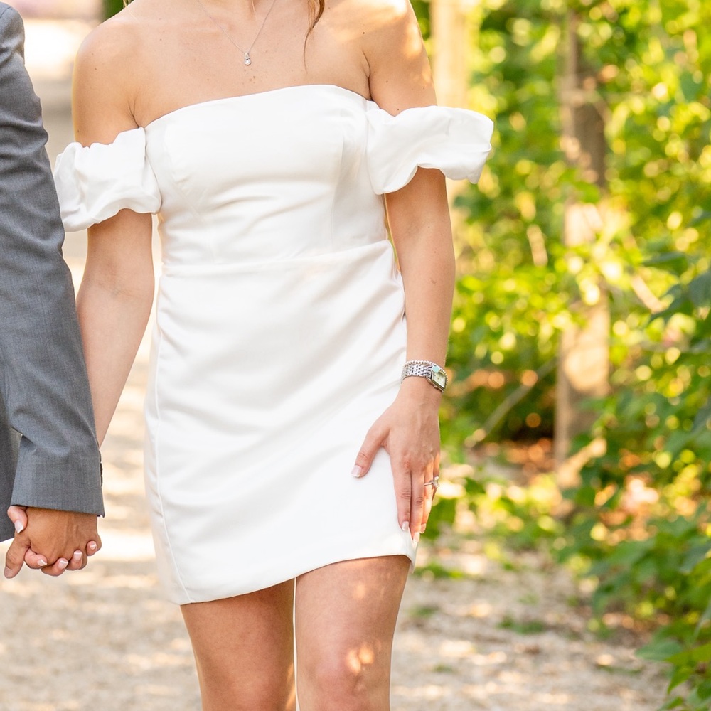 Lulus Significant Sensation White Satin Off-the-Shoulder Mini Dress